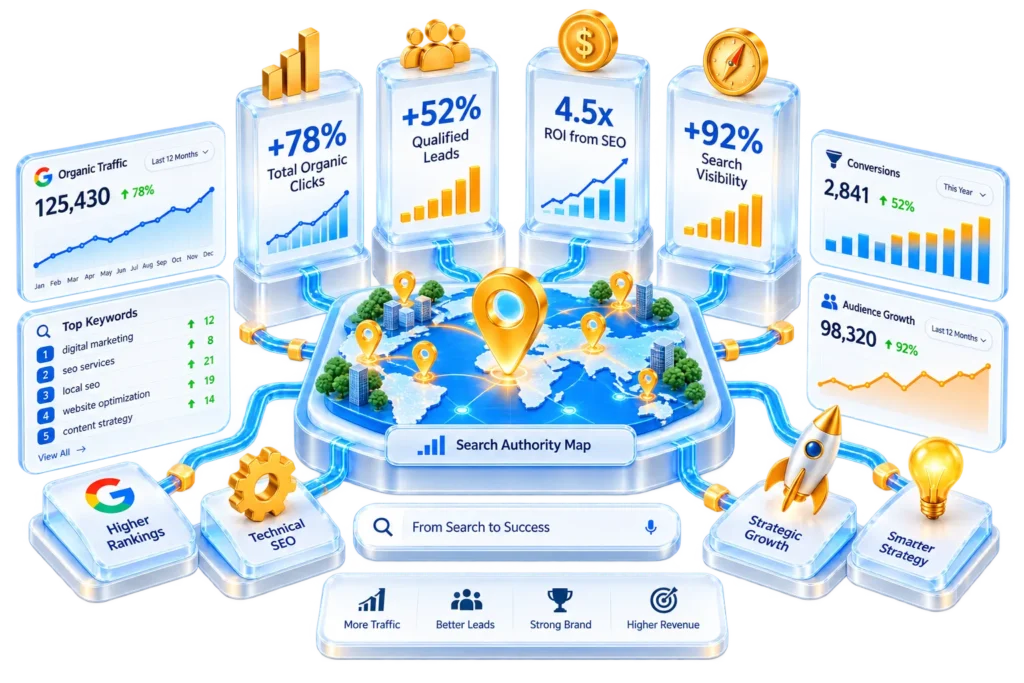 International B2B SEO Agency Growth Chart - Rank Flow Experts