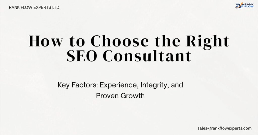 A checklist and evaluation guide showing how to choose the best SEO consulting agency or expert based on critical factors.