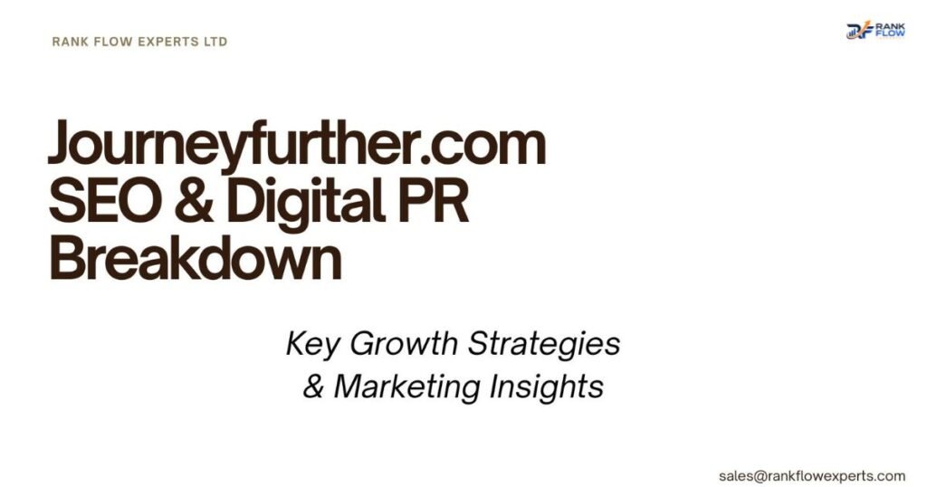 Journeyfurther.com SEO and Digital PR breakdown showing growth strategies and marketing insights.