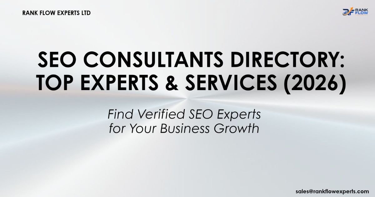 Featured image for 'SEO Consultants Directory' guide, showing an open directory with top experts and services for business growth in 2026.